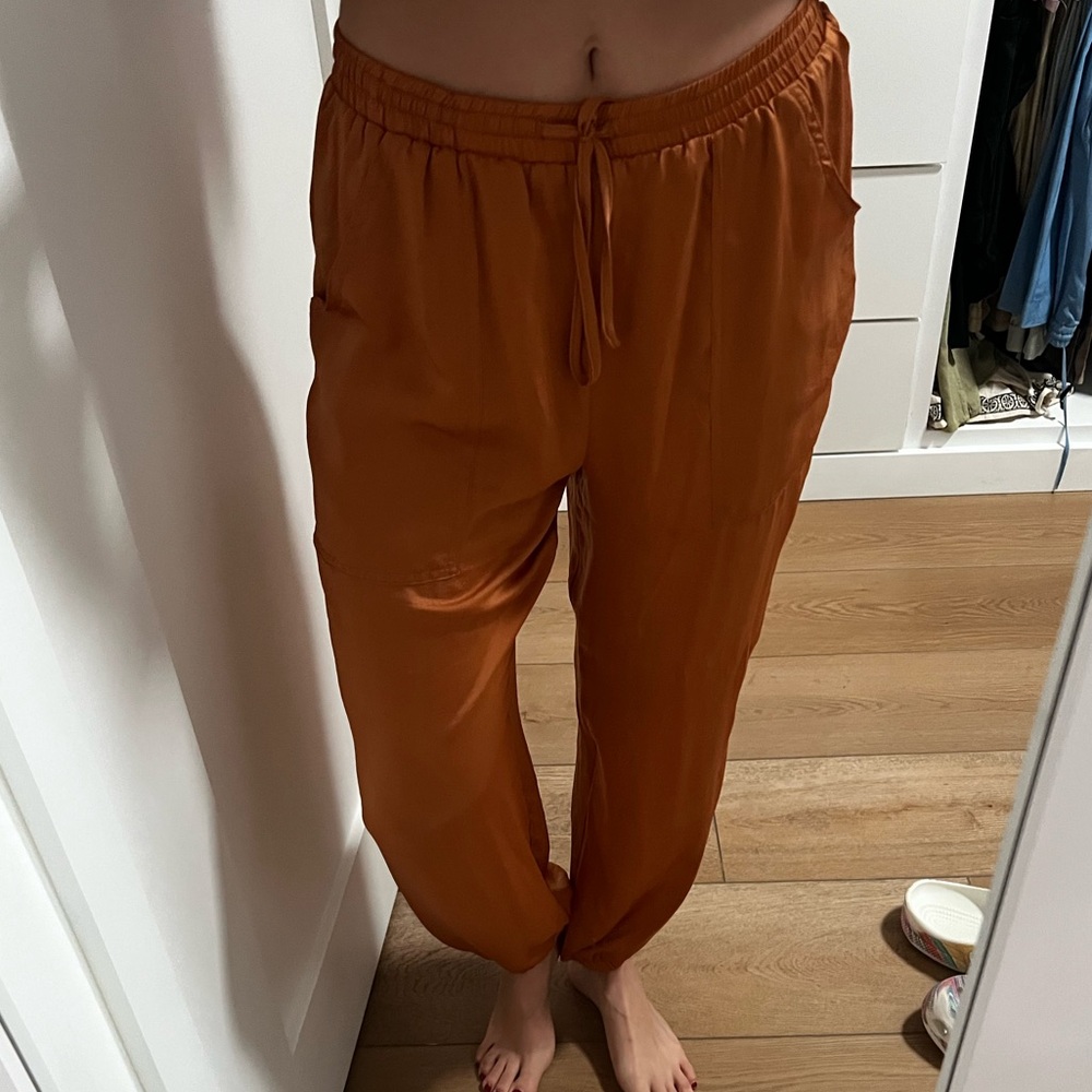 Burnt Orange Silky Jogger Pants
